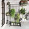 Multi-Tier Tall Metal Flower Plant Stand with Trellis & Hanging Bar